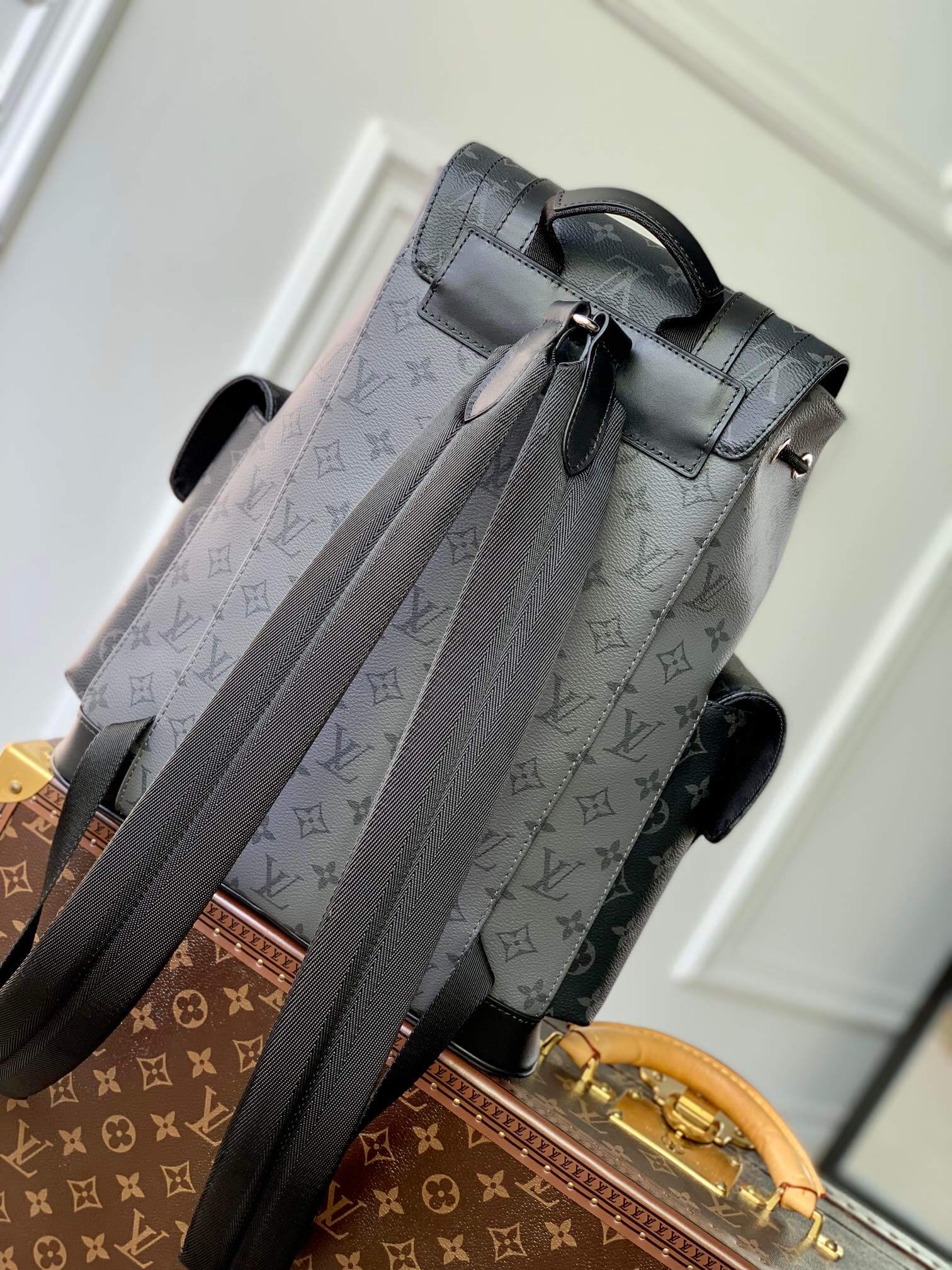 Louis Vuitton LV Monogram Eclipse Reverse canvas Christopher PM Backpack Bag M46331 Black/Grey - Image 2