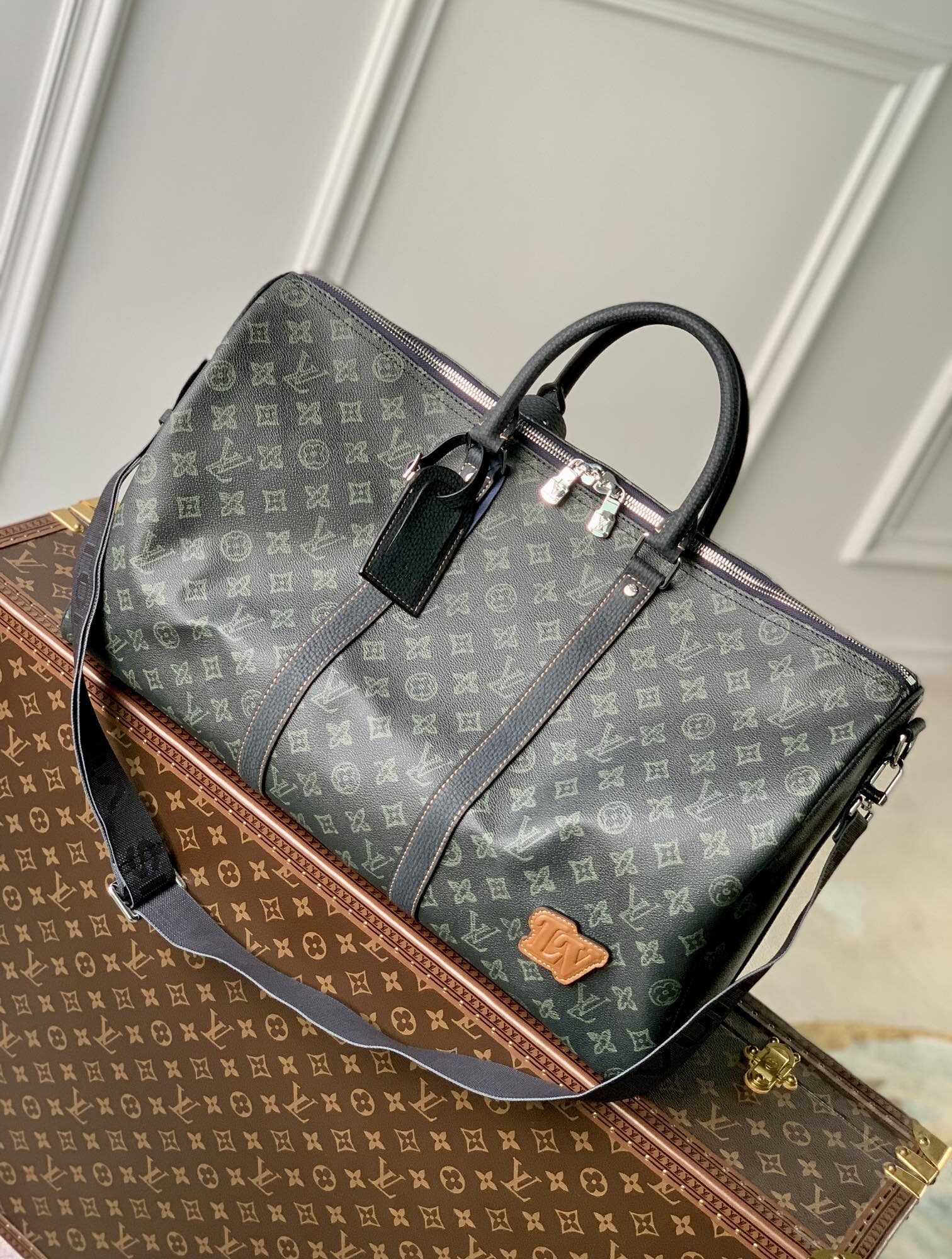 Louis Vuitton LV Monogram textile Duffle Keepall Bandoulière 50 Shoulder Handbag M46334 Green