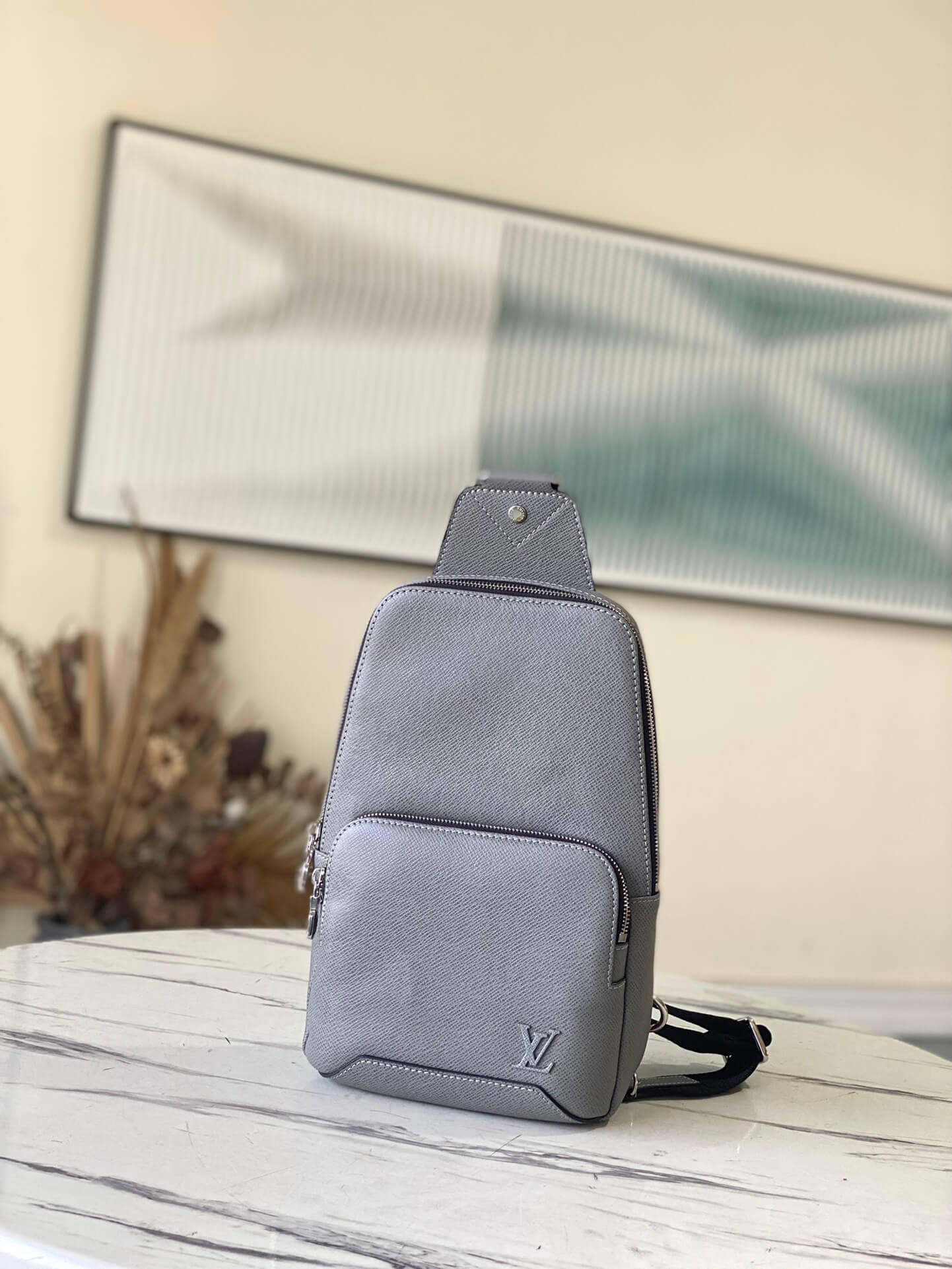 Louis Vuitton LV Taiga leather Avenue Slingbag Crossbody Backpack Bag M30860 Grey